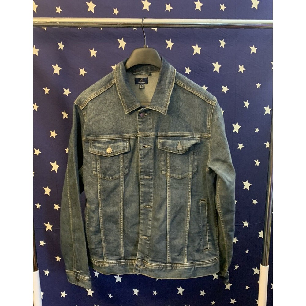 GEORGE Men's Denim Jacket in Blue Sz L (42-44) (Dark Wash)